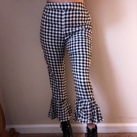 lucca Pants - Black and white plaid pants